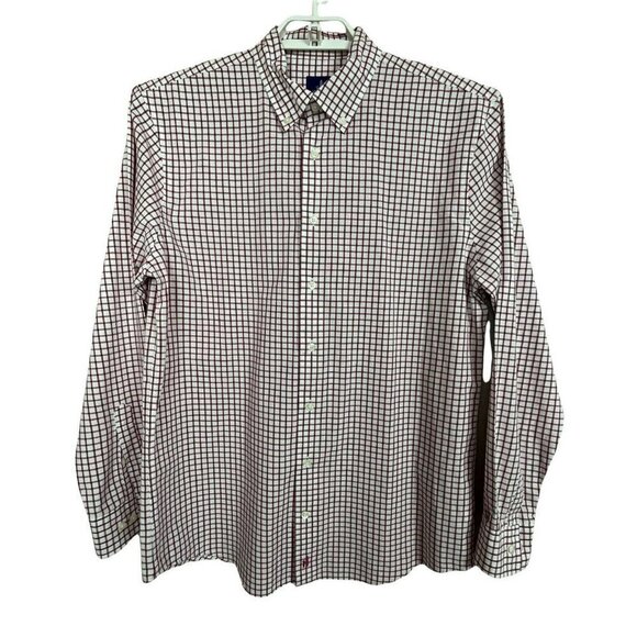Johnnie-O- Red White Windowpane Plaid Size M Button Up Shirt - Picture 9 of 9
